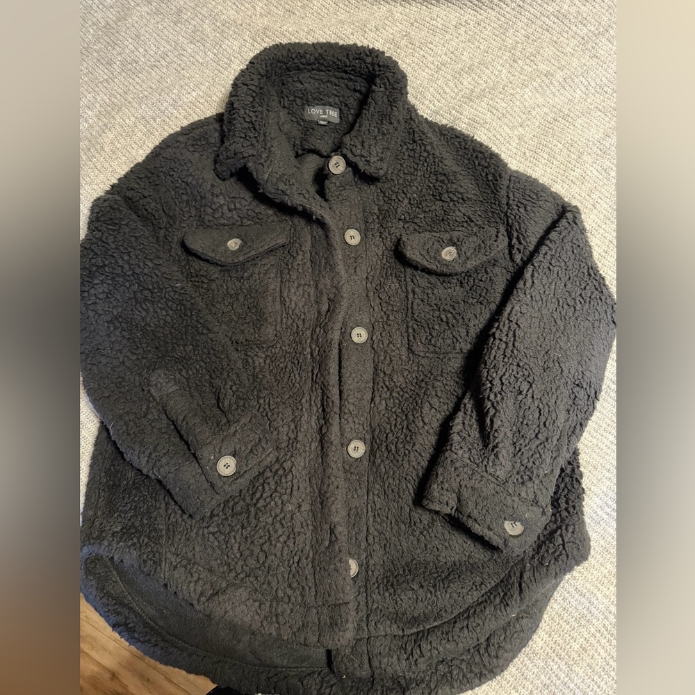 Love Tree Black Fleece Shacket